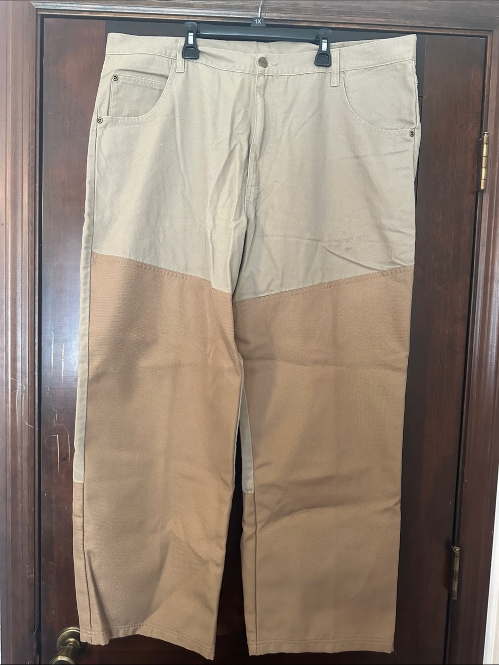 Men's Two-Tone Chino Pants in Light Tan and Brown